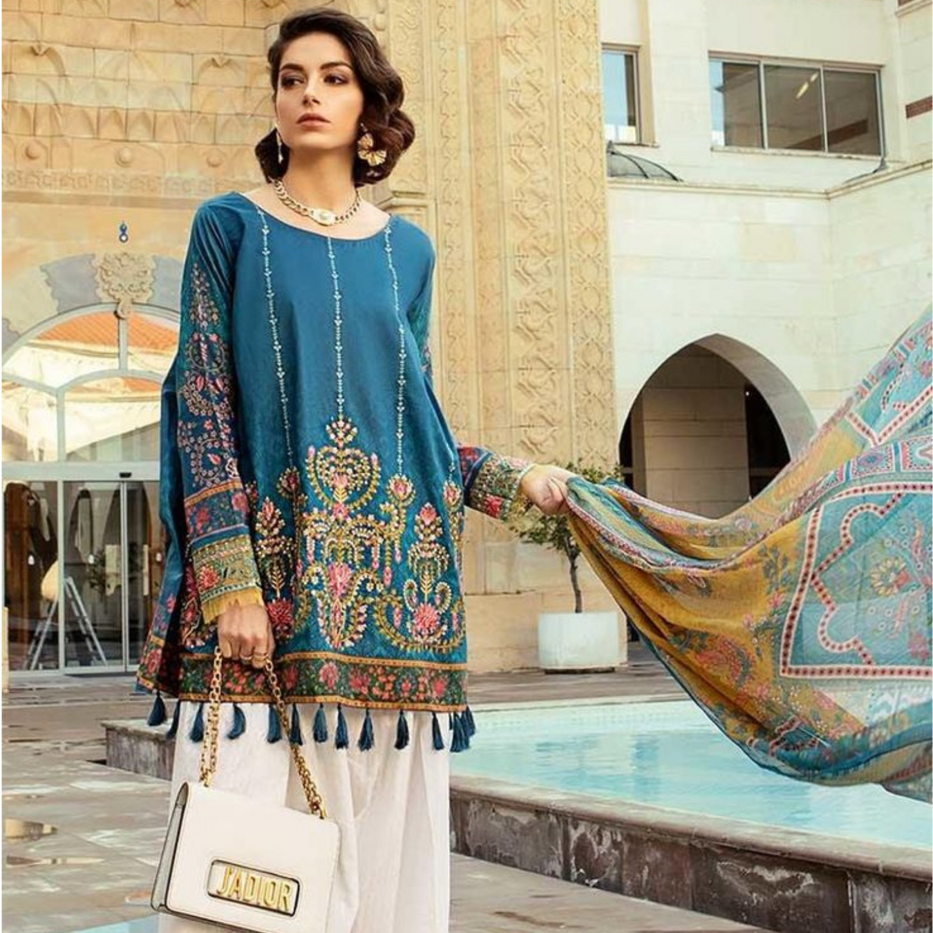 Elegant linen suit with fine stitching and soft texture