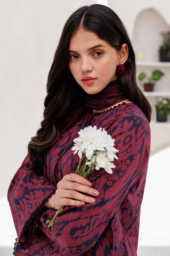 Baroque Bana Dori Karandi 2025 – Digital Printed Karandi 3Pc Suit with shirt, sleeves, trouser, and dupatta