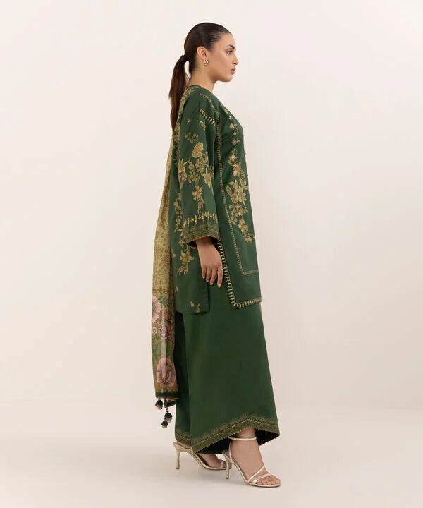 Sapphire Winter 2025 Dhanak embroidered 3pc suit with Pashmina wool shawl