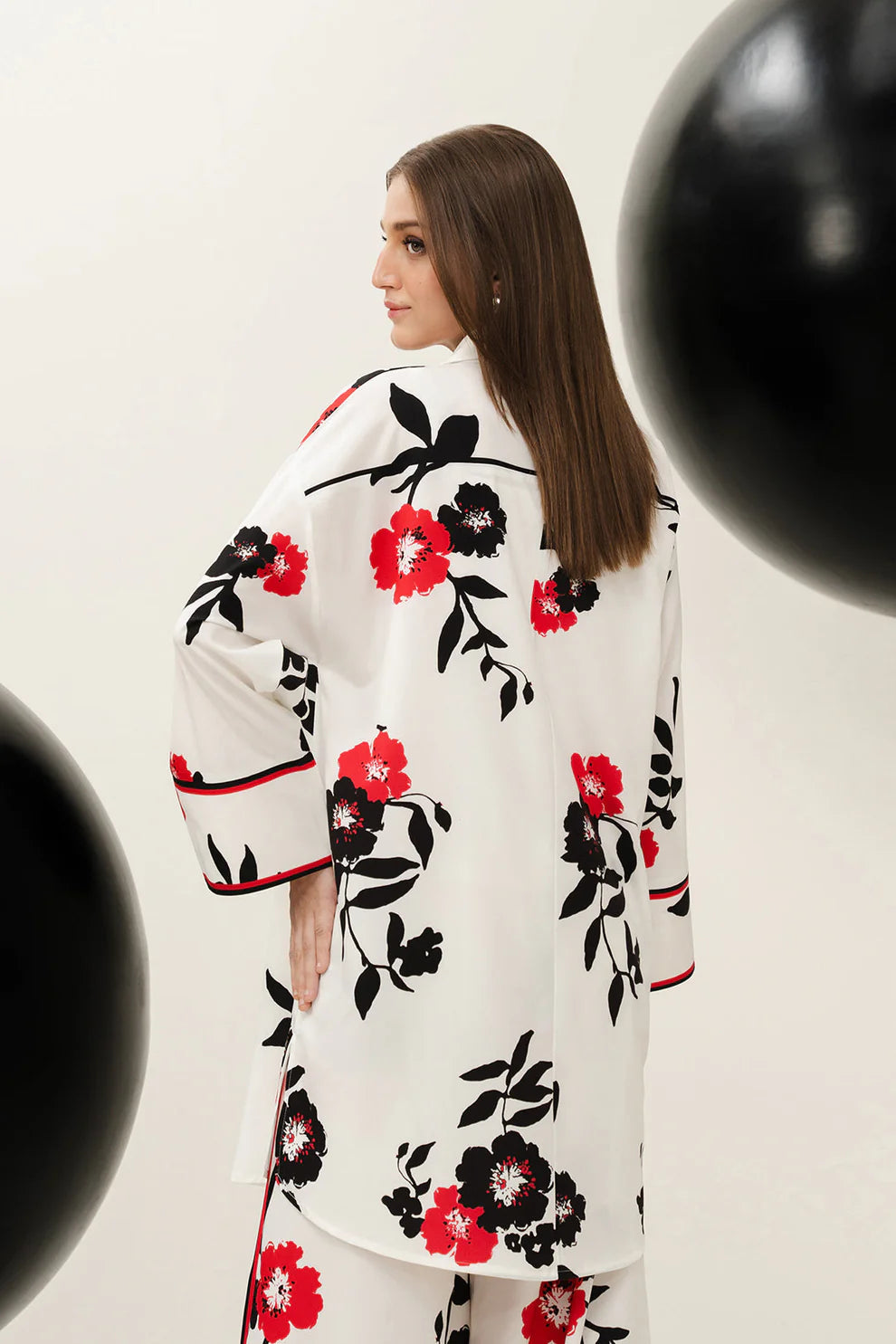 Lulusar Shamooz Silk 2PC unstitched digital printed dress with silk shirt, back, sleeves, and trouser