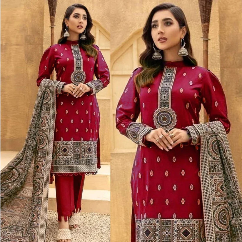 Bareeze Dhanak Embroidered 3Pc Suit | Premium Winter Collection