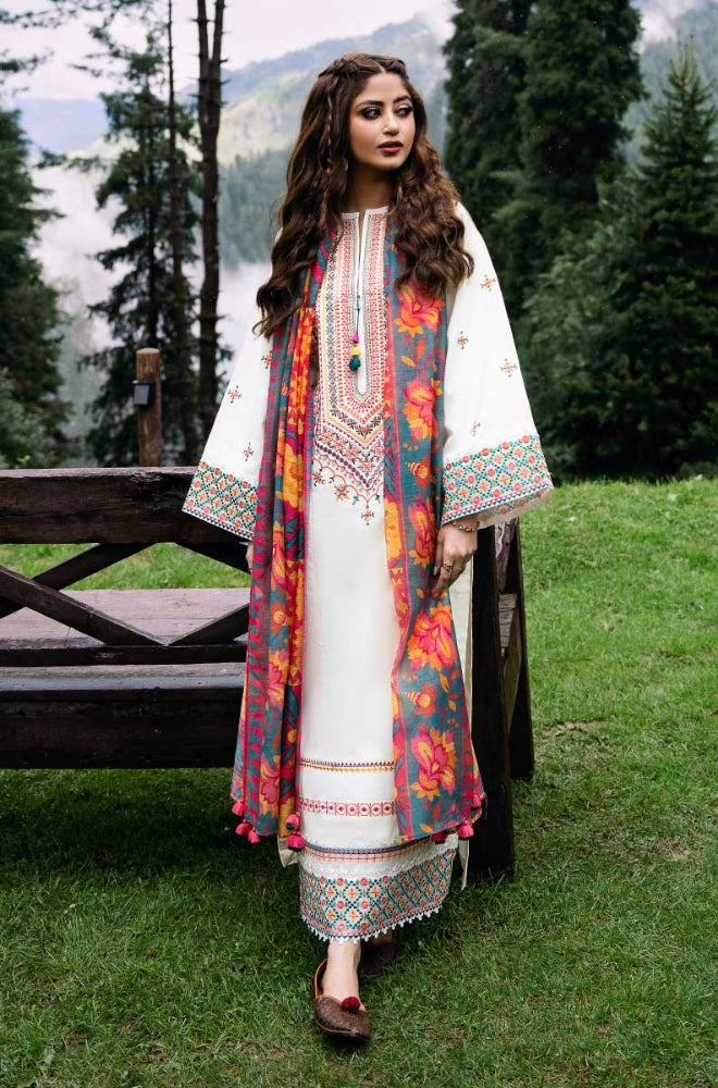 Sapphire Dhanak Embroidered 3PC with Wool Shawl – Winter Collection 2025
