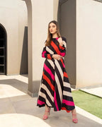 Lulusar Shamooz Silk 2PC unstitched digital printed dress with silk shirt, back, sleeves, and trouser