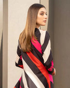 Lulusar Shamooz Silk 2PC unstitched digital printed dress with silk shirt, back, sleeves, and trouser