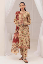Baroque Bana Dori Karandi 2025 – Digital Printed Karandi 3Pc Suit with shirt, sleeves, trouser, and dupatta