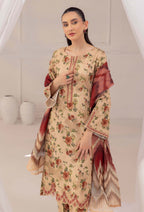 Baroque Bana Dori Karandi 2025 – Digital Printed Karandi 3Pc Suit with shirt, sleeves, trouser, and dupatta