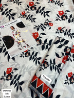 Lulusar Shamooz Silk 2PC unstitched digital printed dress with silk shirt, back, sleeves, and trouser
