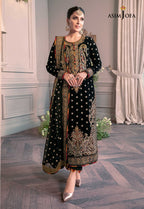 Asim Jofa Zimmil Micro Velvet 9000 luxury embroidered 3pc suit with net dupatta and silk trouser – RS Royal Fashion.
