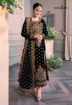 Asim Jofa Zimmil Micro Velvet 9000 luxury embroidered 3pc suit with net dupatta and silk trouser – RS Royal Fashion.
