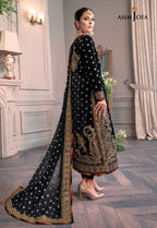 Asim Jofa Zimmil Micro Velvet 9000 luxury embroidered 3pc suit with net dupatta and silk trouser – RS Royal Fashion.
