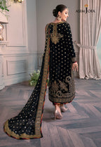 Asim Jofa Zimmil Micro Velvet 9000 luxury embroidered 3pc suit with net dupatta and silk trouser – RS Royal Fashion.

