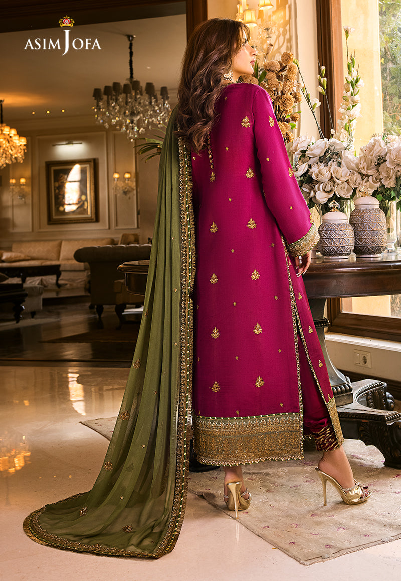 Asim Jofa 3154 luxury embroidered Dhanak 3pc suit with embroidered shawl – Winter 2025