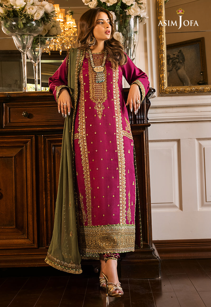 Asim Jofa 3154 luxury embroidered Dhanak 3pc suit with embroidered shawl – Winter 2025