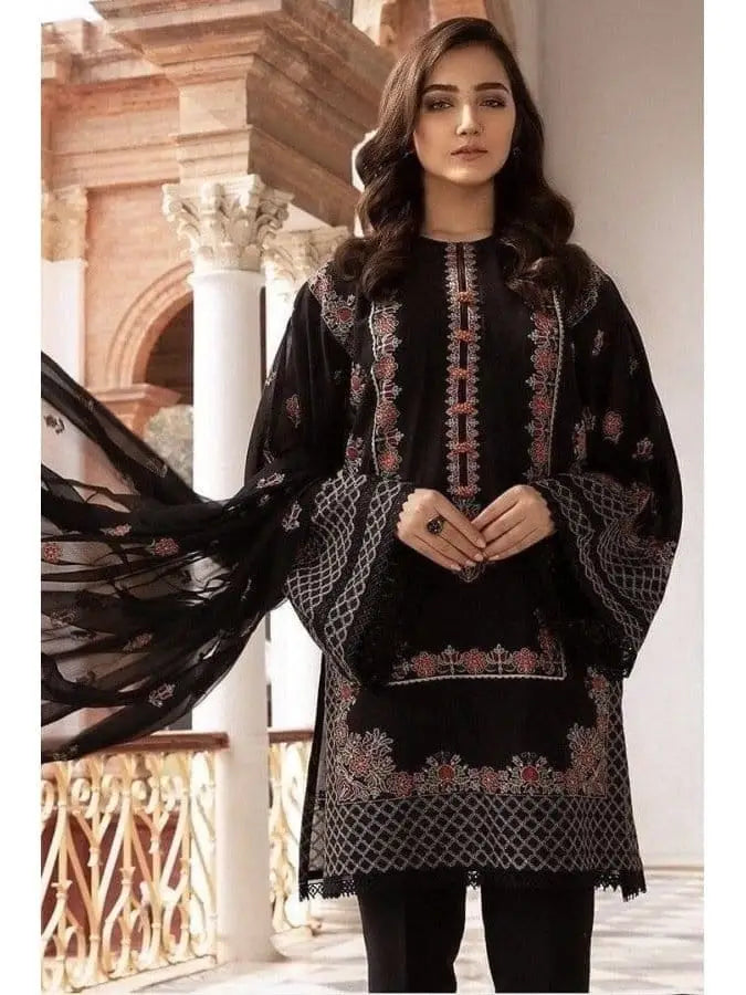 Bareeze unstitched Dhanak embroidered 3-piece suit with elegant embroidery and embroidered sh