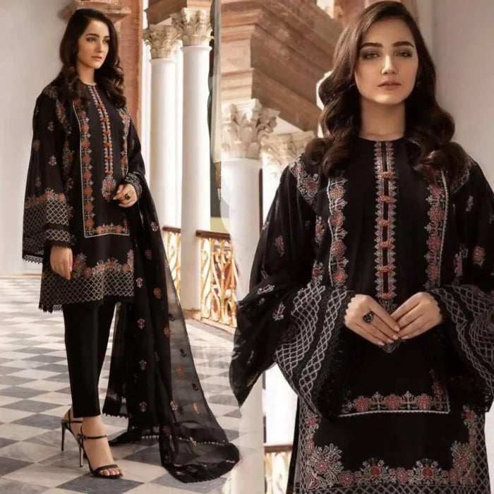 Bareeze unstitched Dhanak embroidered 3-piece suit with elegant embroidery and embroidered sh