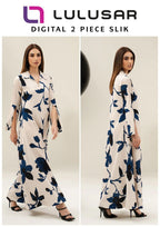 Lulusar Shamooz Silk 2PC unstitched digital printed dress with silk shirt, back, sleeves, and trouser