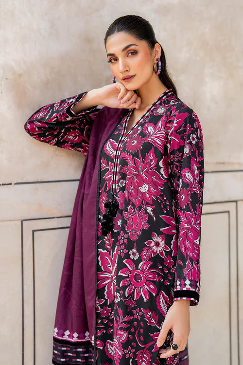 Baroque Bana Dori Karandi 2025 – Digital Printed Karandi 3Pc Suit with shirt, sleeves, trouser, and dupatta