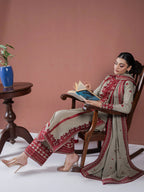 Asim Jofa Winter Dhanak embroidered 3pc suit with embroidered shawl