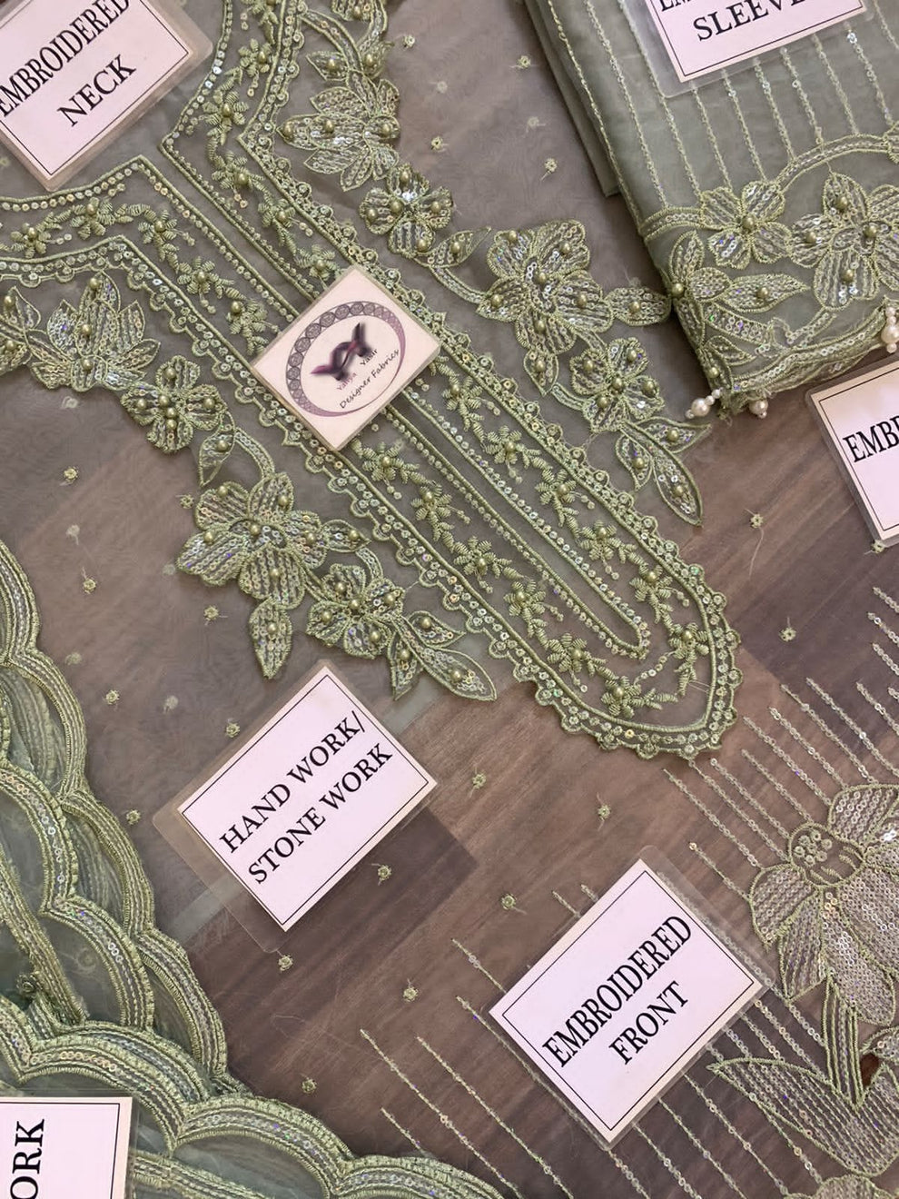 Baroque Chantelle D-1419 heavy handwork embroidered organza 3pc suit with silk trouser – RS Royal Fashion.
