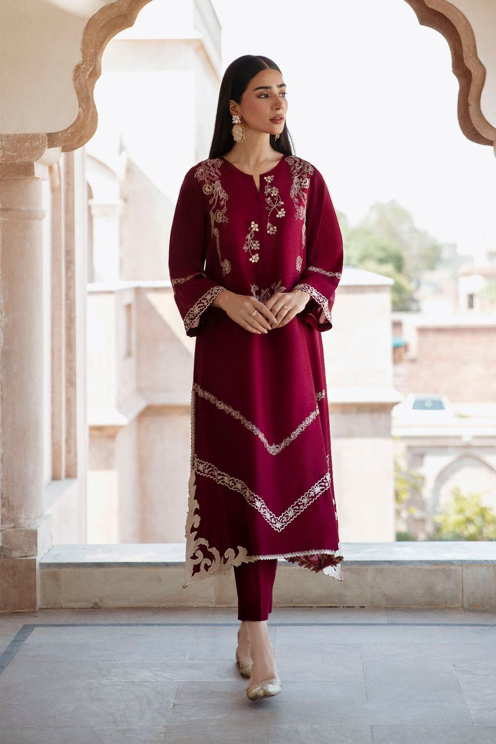 BATIK unstitched Dhanak 2PC suit with embroidered front & sleeves and plain trouser – Winter 2025.