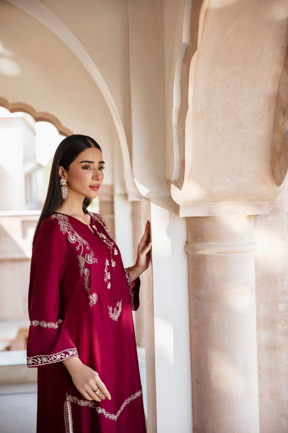 BATIK unstitched Dhanak 2PC suit with embroidered front & sleeves and plain trouser – Winter 2025.