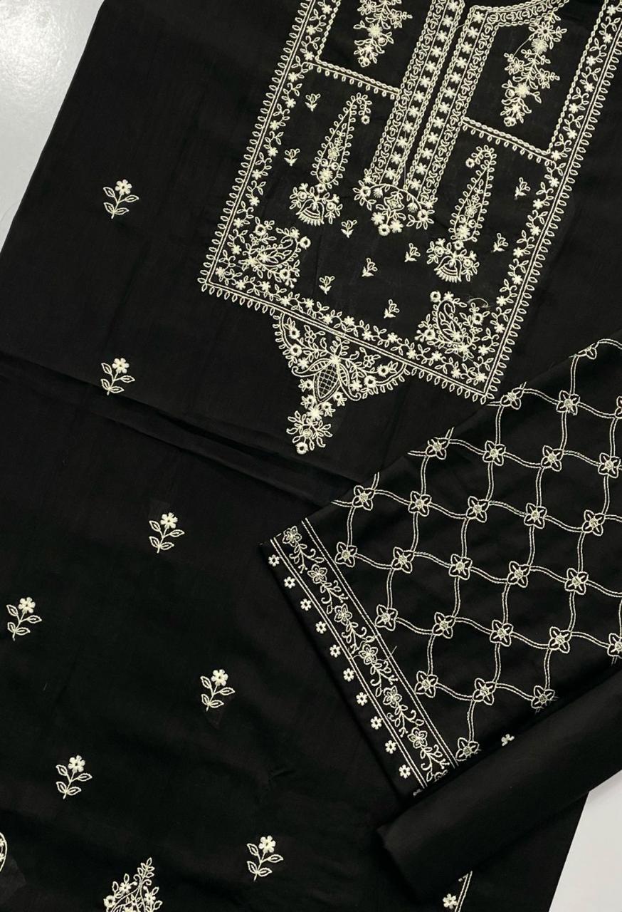 Bareeze Dhanak 2 Piece Unstitched Embroidered Suit – Front & Sleeves Embroidery with Plain Back & Trouser.
