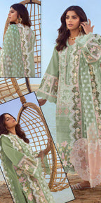 Crimson SEAFOAM Luxury Lawn 3pc embroidered suit with chikankari fabric, jacquard dupatta, and heavy embroidered cutwork details.