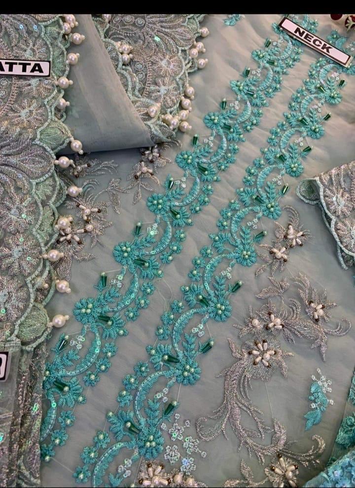 Elaaf Bridal Organza Embroidered 3 Piece Dress with stone handwork, tassels, pearls, and luxury organza dupatta – Wedding Luxury Collection 2025.
