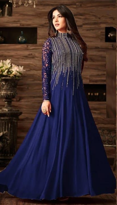 Sonal Chouhan Indian Maxi Chiffon Embroidered Unstitched 3Pc