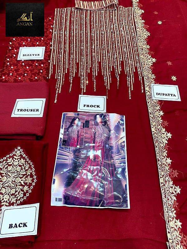 Sonal Chouhan Indian Maxi Chiffon Embroidered Unstitched 3Pc with embroidered maxi, chiffon embroidered dupatta & plain trouser