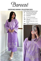 Bareeze Dhanak 2 Piece Unstitched Embroidered Suit – Front & Sleeves Embroidery with Plain Back & Trouser.