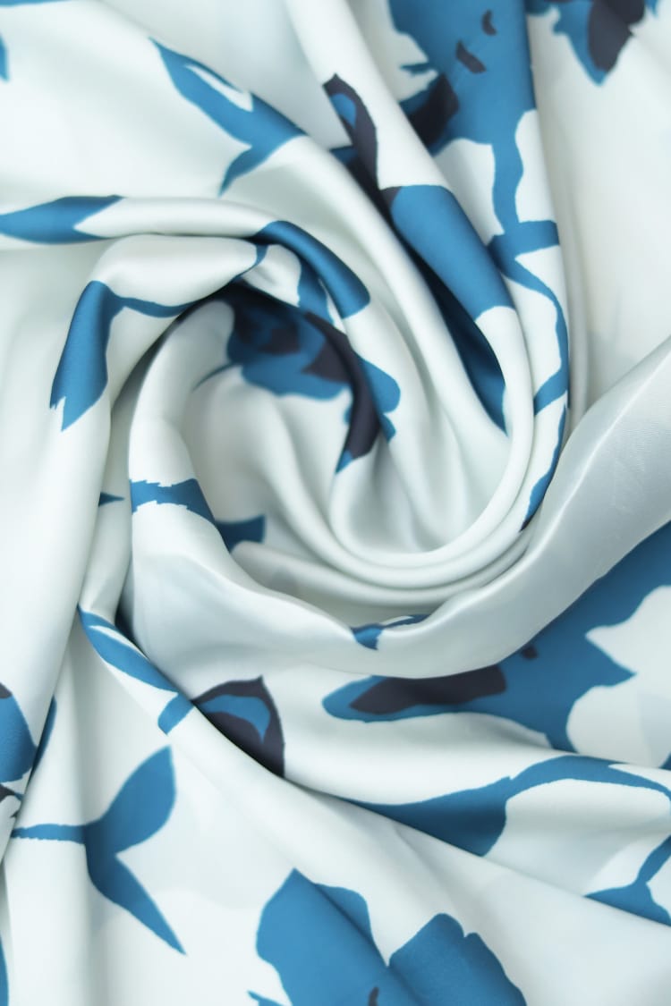 Lulusar Shamooz Silk 2PC unstitched digital printed dress with silk shirt, back, sleeves, and trouser