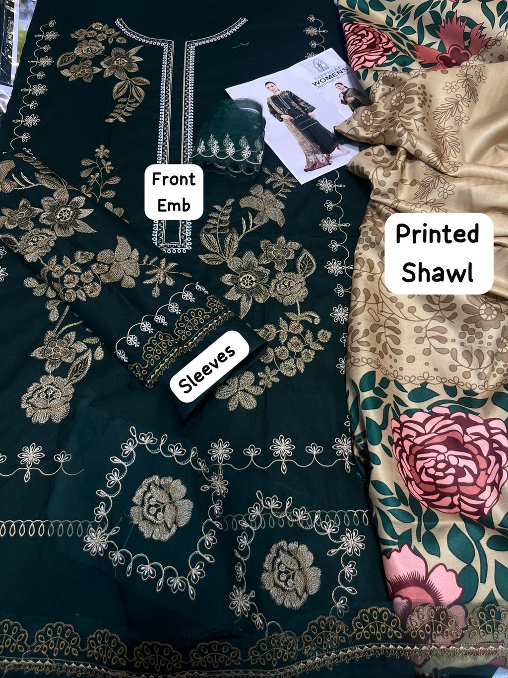 Sapphire Winter 2025 Dhanak embroidered 3pc suit with Pashmina wool shawl