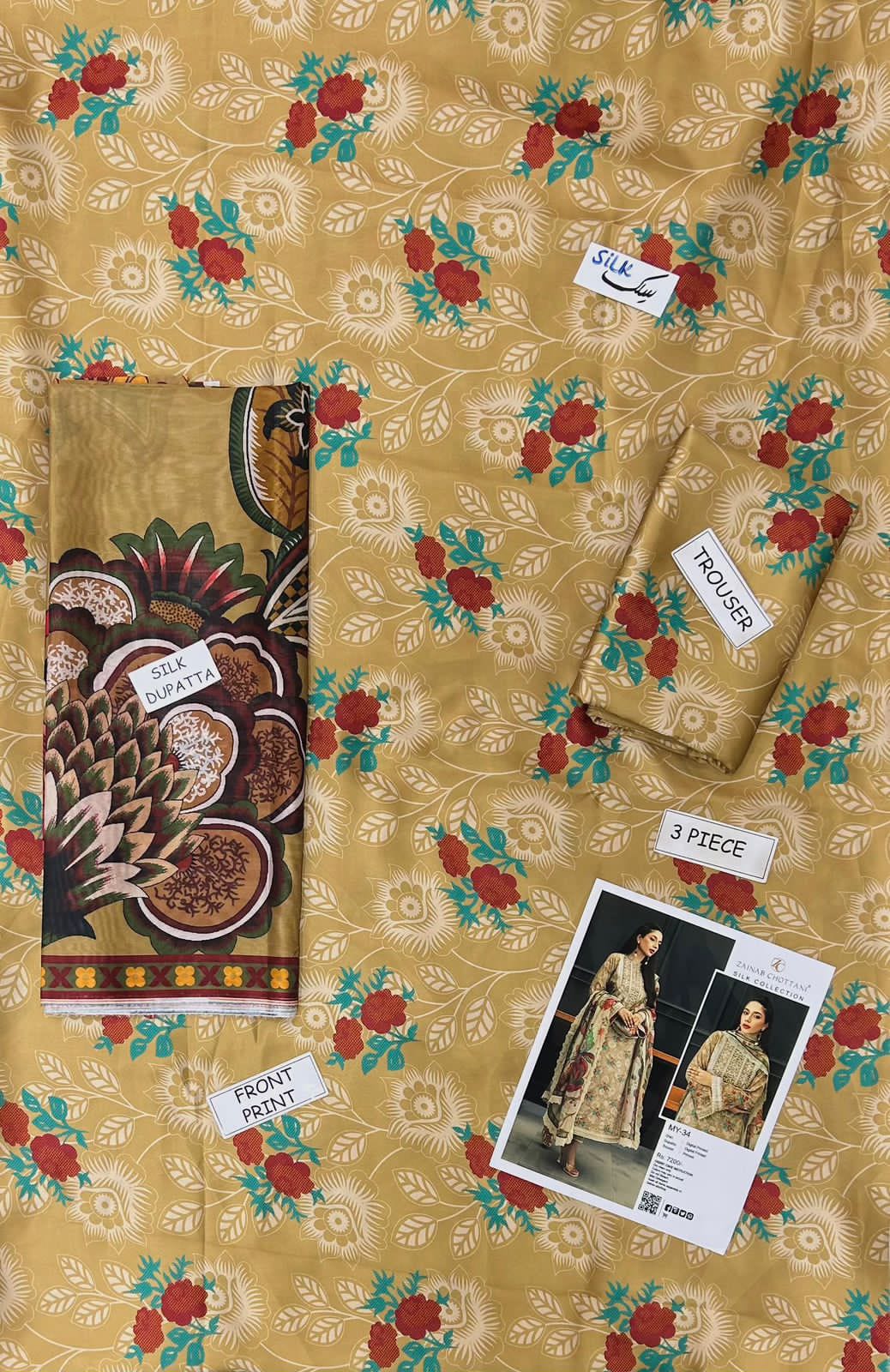 Lulusar Shamooz Silk Digital Printed 3PC Suit – Shirt, Trouser & Dupatta (Unstitched)
