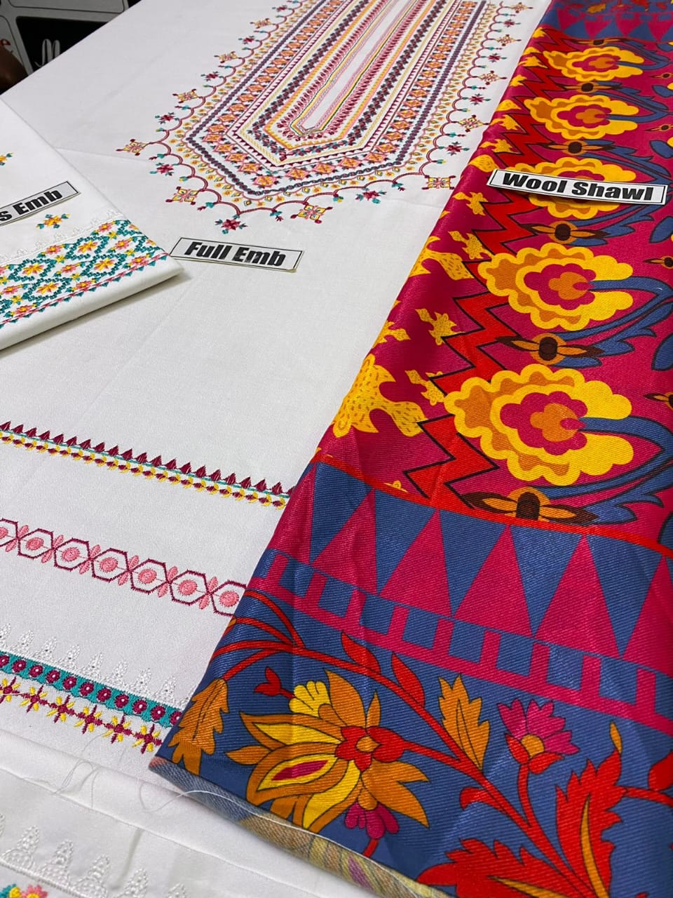 Sapphire Dhanak Embroidered 3PC with Wool Shawl – Winter Collection 2025
