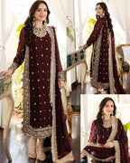 Asim Jofa chiffon embroidered 3-piece suit with silk trouser and heavy embroidered dupatta