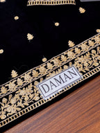 Asim Jofa chiffon embroidered 3-piece suit with silk trouser and heavy embroidered dupatta