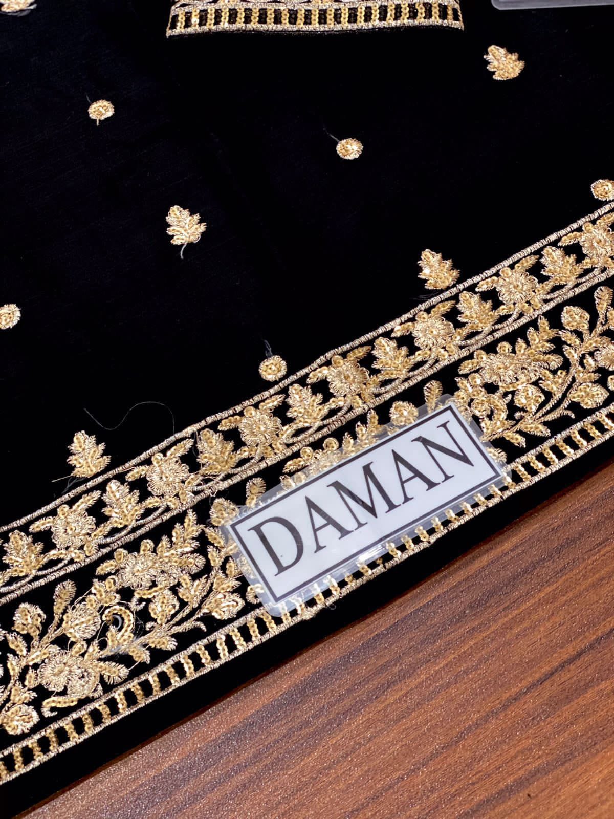 Asim Jofa chiffon embroidered 3-piece suit with silk trouser and heavy embroidered dupatta