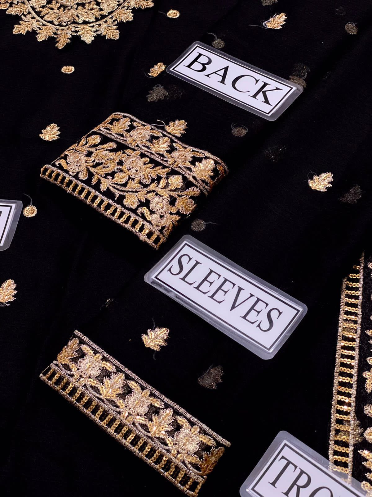 Asim Jofa chiffon embroidered 3-piece suit with silk trouser and heavy embroidered dupatta