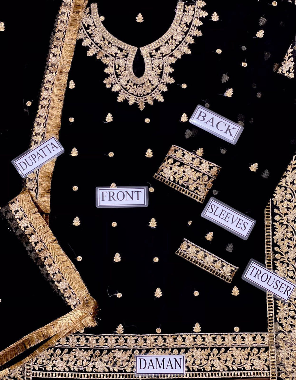 Asim Jofa chiffon embroidered 3-piece suit with silk trouser and heavy embroidered dupatta