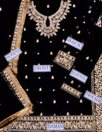 Asim Jofa chiffon embroidered 3-piece suit with silk trouser and heavy embroidered dupatta