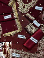 Asim Jofa chiffon embroidered 3-piece suit with silk trouser and heavy embroidered dupatta