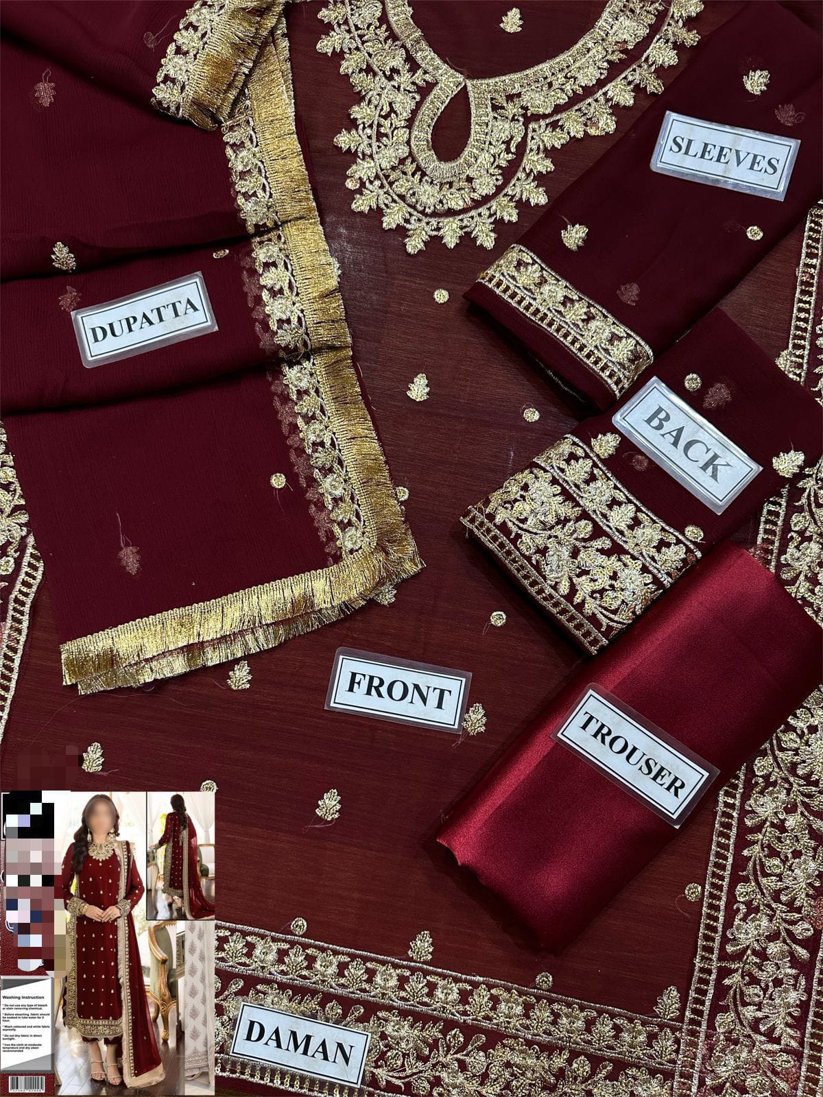 Asim Jofa chiffon embroidered 3-piece suit with silk trouser and heavy embroidered dupatta