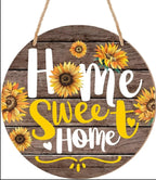 Welcome wooden wall hanging 8 inch waterproof digital print with wooden base and hook for easy hanging.