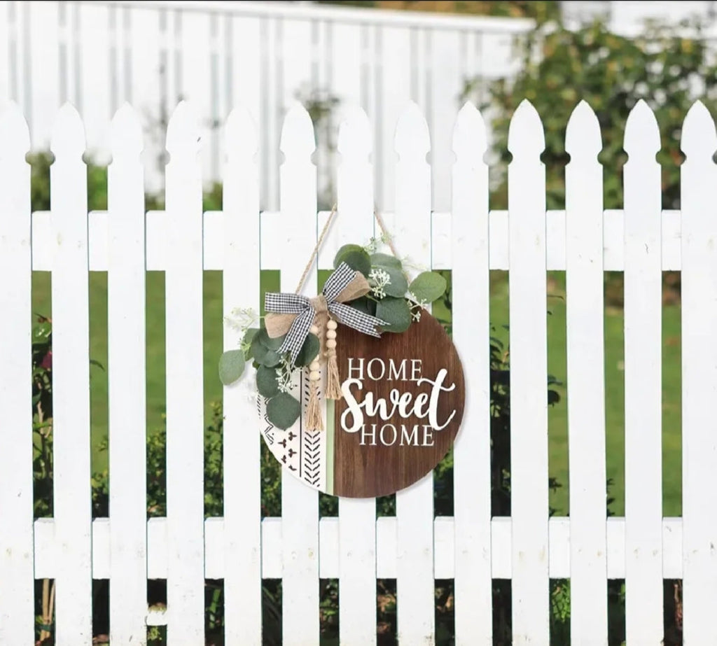 Welcome wooden wall hanging 12 inch waterproof digital print with wooden base and hook for easy hanging.
