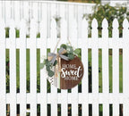 Welcome wooden wall hanging 12 inch waterproof digital print with wooden base and hook for easy hanging.
