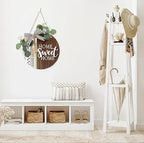 Welcome wooden wall hanging 12 inch waterproof digital print with wooden base and hook for easy hanging.
