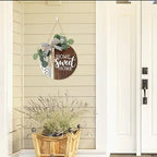 Welcome wooden wall hanging 12 inch waterproof digital print with wooden base and hook for easy hanging.
