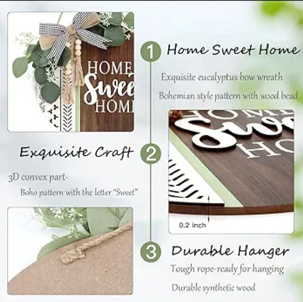 Welcome wooden wall hanging 12 inch waterproof digital print with wooden base and hook for easy hanging.
