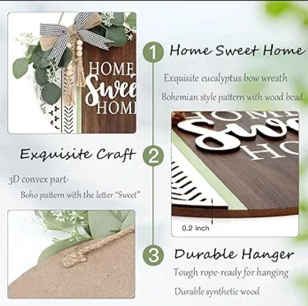 Welcome wooden wall hanging 12 inch waterproof digital print with wooden base and hook for easy hanging.

